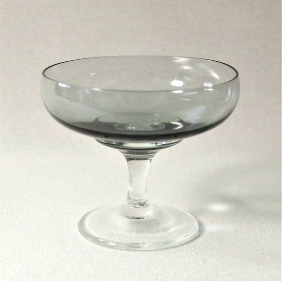 4 Champagne Coupes Per Lüttken Holmegaard Denmark "Atlantic", Smoke Glass Sorbet - Picture 4 of 5